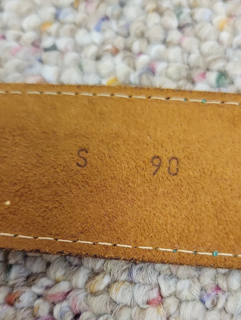 Tuareg For Benetton Brown Leather Men's Belt with Green Accent Small. Western